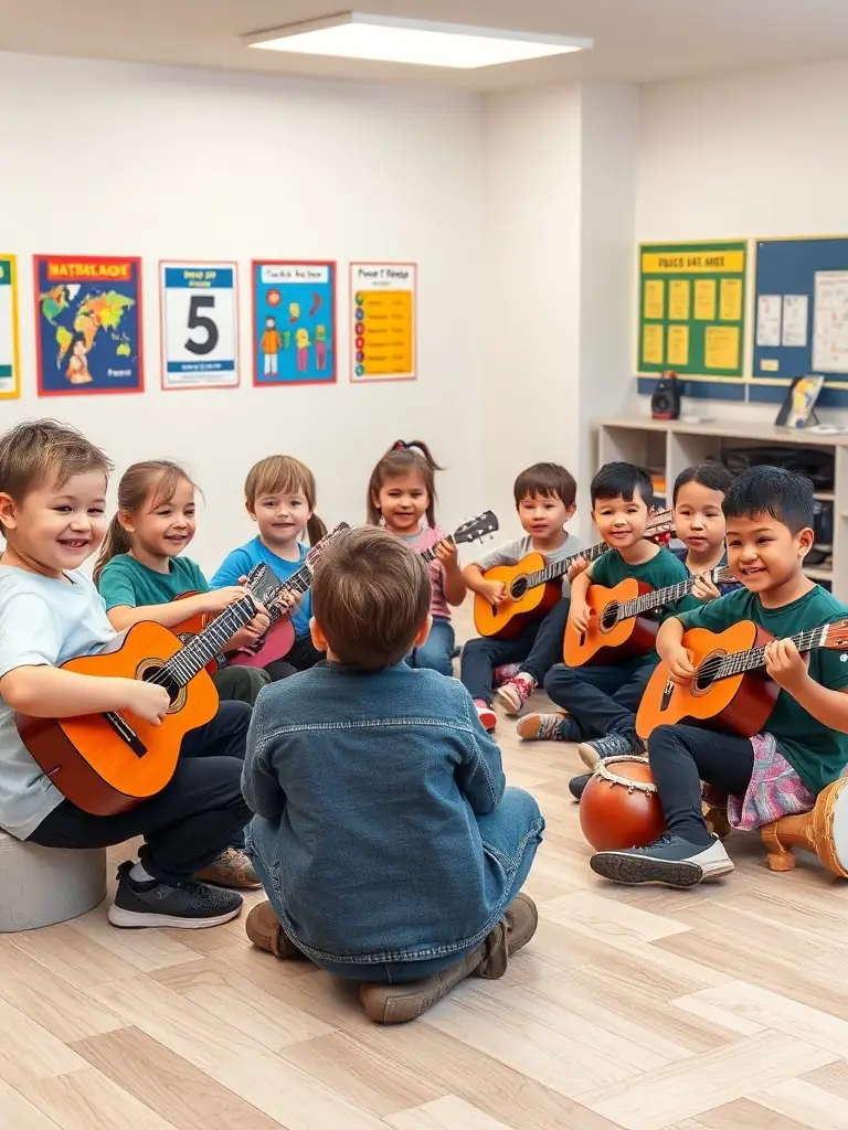 A picture of a group of young musicians receiving instruments through a JAZZONOTES ASSOCIATION support program, highlighting the organization's impact on youth.